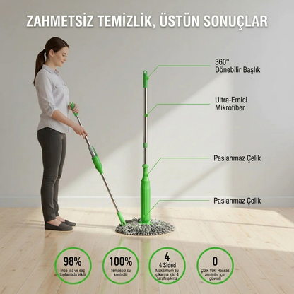 Silena™ - Premium Kendinden Sıkmalı Çelik Gövdeli Mop