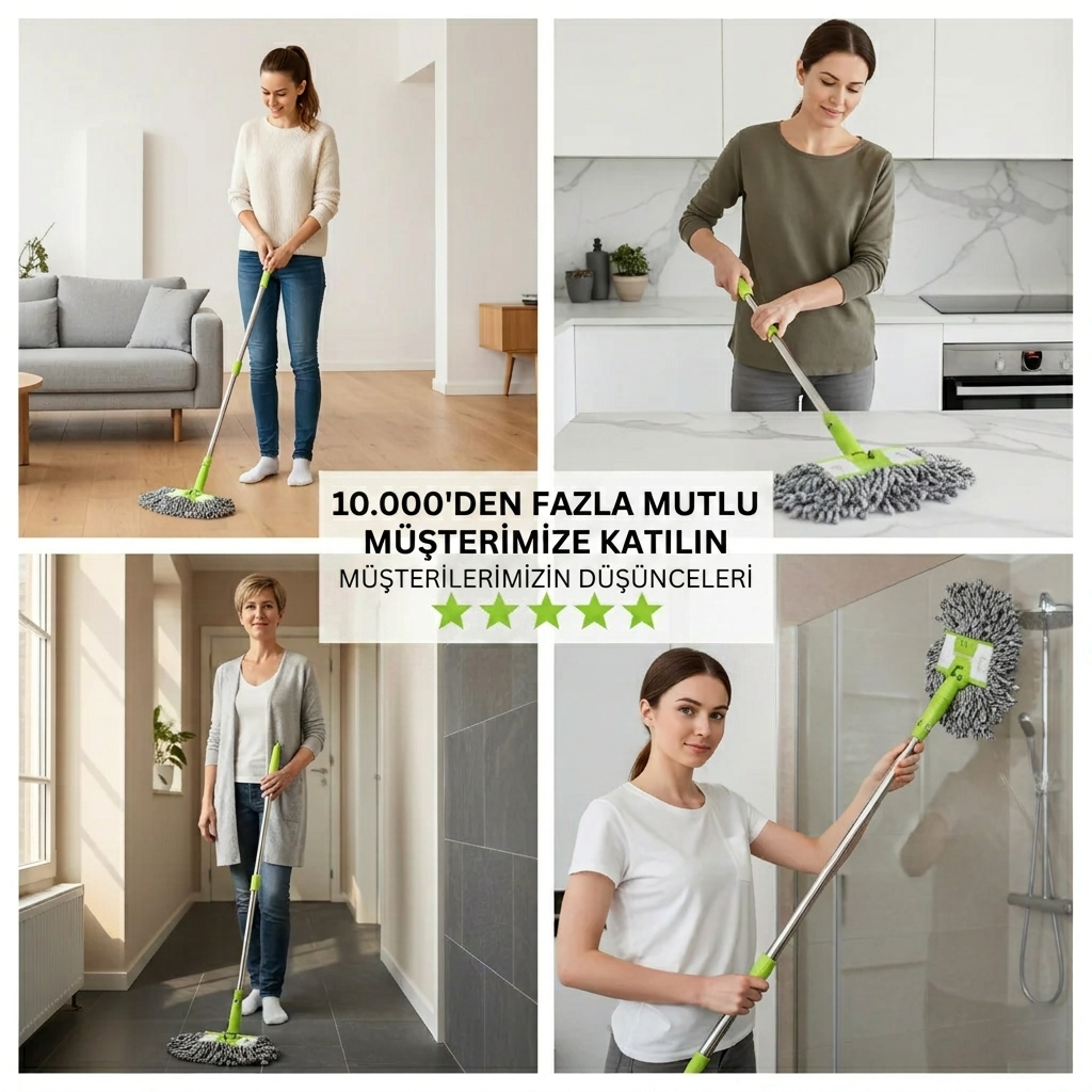Silena™ - Premium Kendinden Sıkmalı Çelik Gövdeli Mop