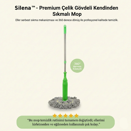 Silena™ - Premium Kendinden Sıkmalı Çelik Gövdeli Mop
